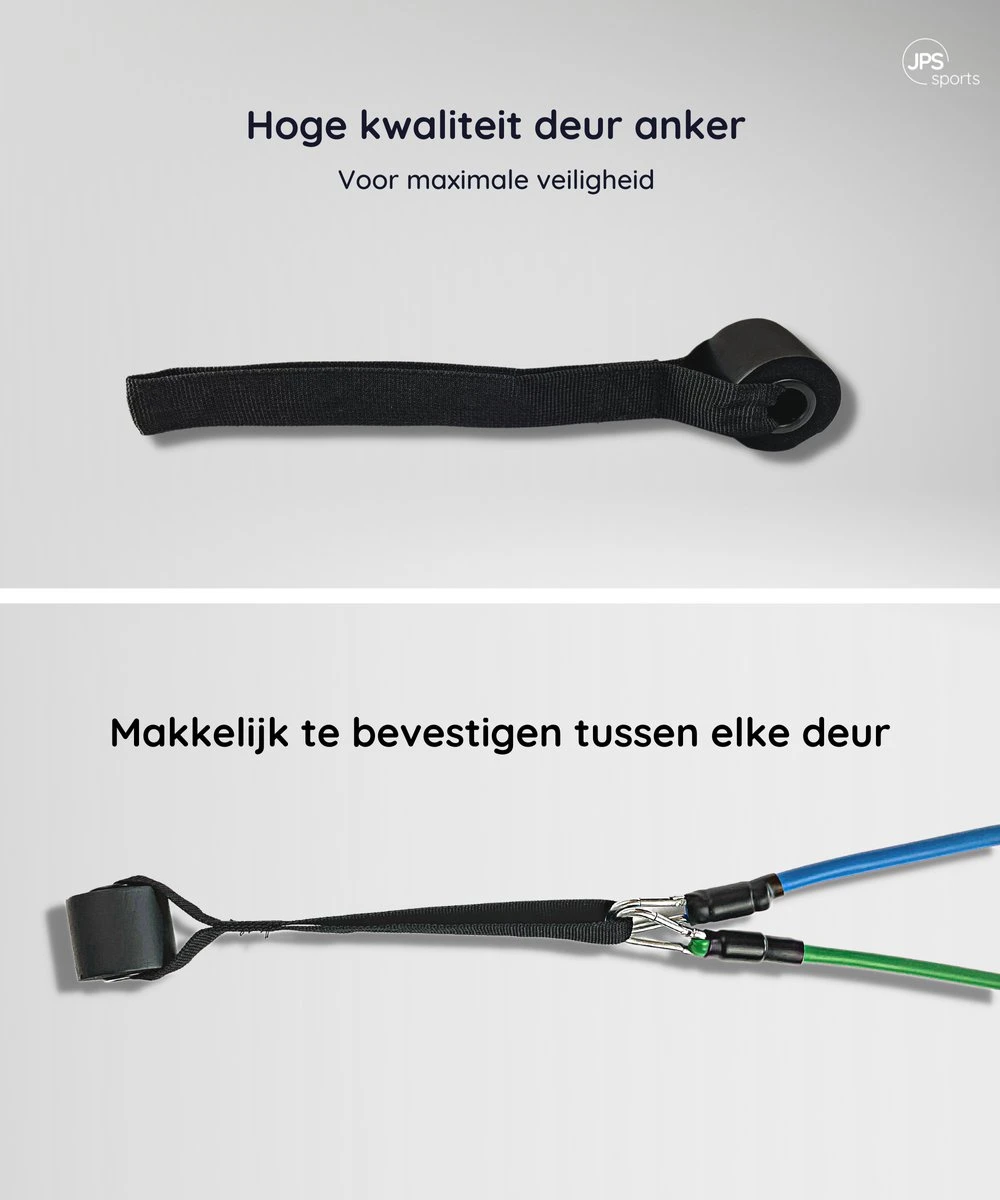 JPS Sports® Resistance Bands Set - Fitness Elastiek - Weerstandsbanden - Handvaten - Enkelbanden - Draagtas - Tot 55KG 6 JPS Sports® Resistance Bands Set - Fitness Elastiek - Weerstandsbanden - Handvaten - Enkelbanden - Draagtas - Tot 55KG - Afbeelding 4