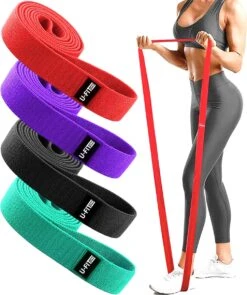 U Fit One 4 Delige Lange Resistance Band Set - Stoffen Fitness Elastiek - Elastieken - Weerstandsband - Stretch Band - Fitnessband - Fysiotherapie - Yogaband - Yoga - Pilates