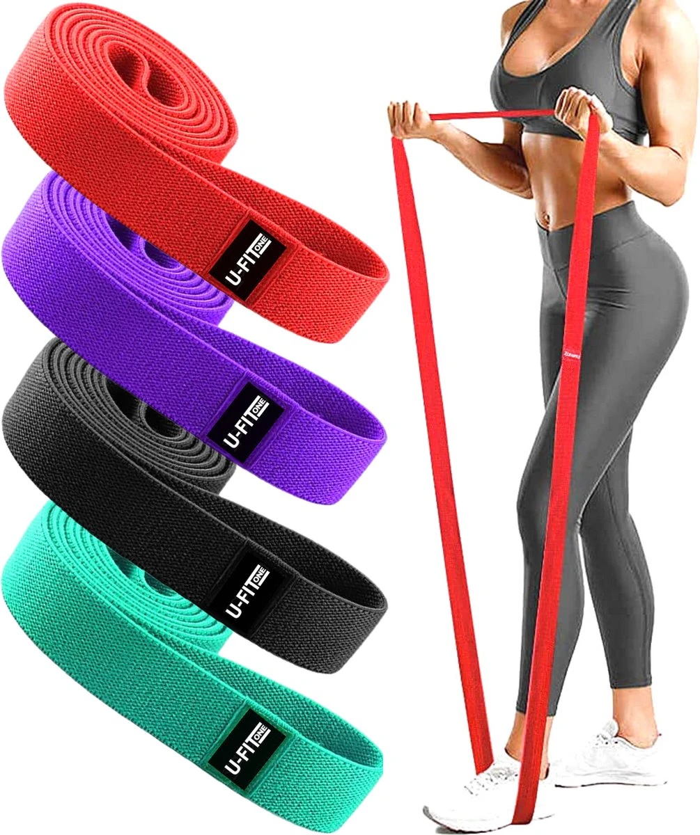 U Fit One 4 Delige Lange Resistance Band Set - Stoffen Fitness Elastiek - Elastieken - Weerstandsband - Stretch Band - Fitnessband - Fysiotherapie - Yogaband - Yoga - Pilates 3 U Fit One 4 Delige Lange Resistance Band Set - Stoffen Fitness Elastiek - Elastieken - Weerstandsband - Stretch Band - Fitnessband - Fysiotherapie - Yogaband - Yoga - Pilates