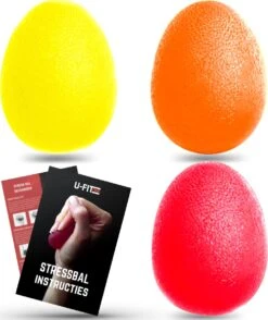 U-Fit One 3 Stuks Stressbal- Stressballen - Fidget - Handtrainer - Handknijper - Knijphalter