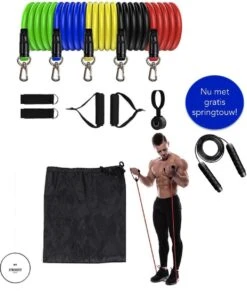 XTREMEFIT™ - XXL Fit Set - Weerstandsbanden - Nu Met GRATIS Springtouw! - Cardio En Krachttraining In één - Train Tot 45 Kilo