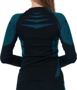 Dames Sportset - Thermo - Sportshirt Met Lange Mouwen - Sportlegging Lang - Quick Dry - Zwart/Turquoise - Maat L/XL -Merkloos Winkel 1024x1200