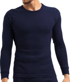 Heat Booster - Thermoshirt Heren - Met Fleece Gevoerd - Navy Blauw - XXL