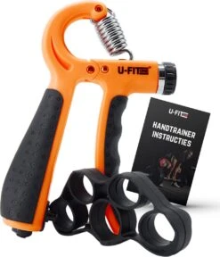 U-Fit One Teller Handtrainer 10 Tot 60kg - Verstelbare Handgrip - Handknijper - Vingertrainer - Onderarm Grip Trainer - Oranje - Incl Instructies