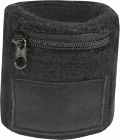 Benza Pols Zweetbandje Met Opbergvakje En Rits - Zwart 6 Cm - 1 Stuks