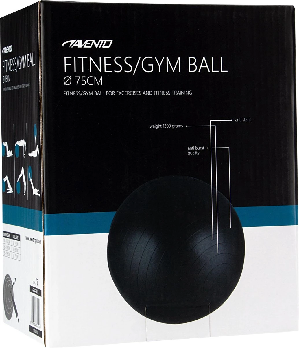 Avento Fitness/Gymbal - Ø 75 Cm - Zwart 7 Avento Fitness/Gymbal - Ø 75 Cm - Zwart - Afbeelding 5