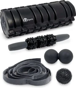 M Sports 5-in-1 Foam Roller Set - Triggerpoint Yoga - Cellulite En Bindweefsel Massage - Resistance Band En Bal