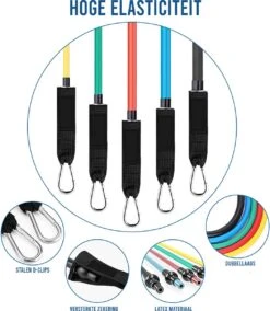 Resistance Band Set – Weerstandsbanden – Fitness Elastiek – Booty Band – Dubbellaags – Incl. Springtouw – Incl. Opbergzak – 11-Delig -Merkloos Winkel 1045x1200 6