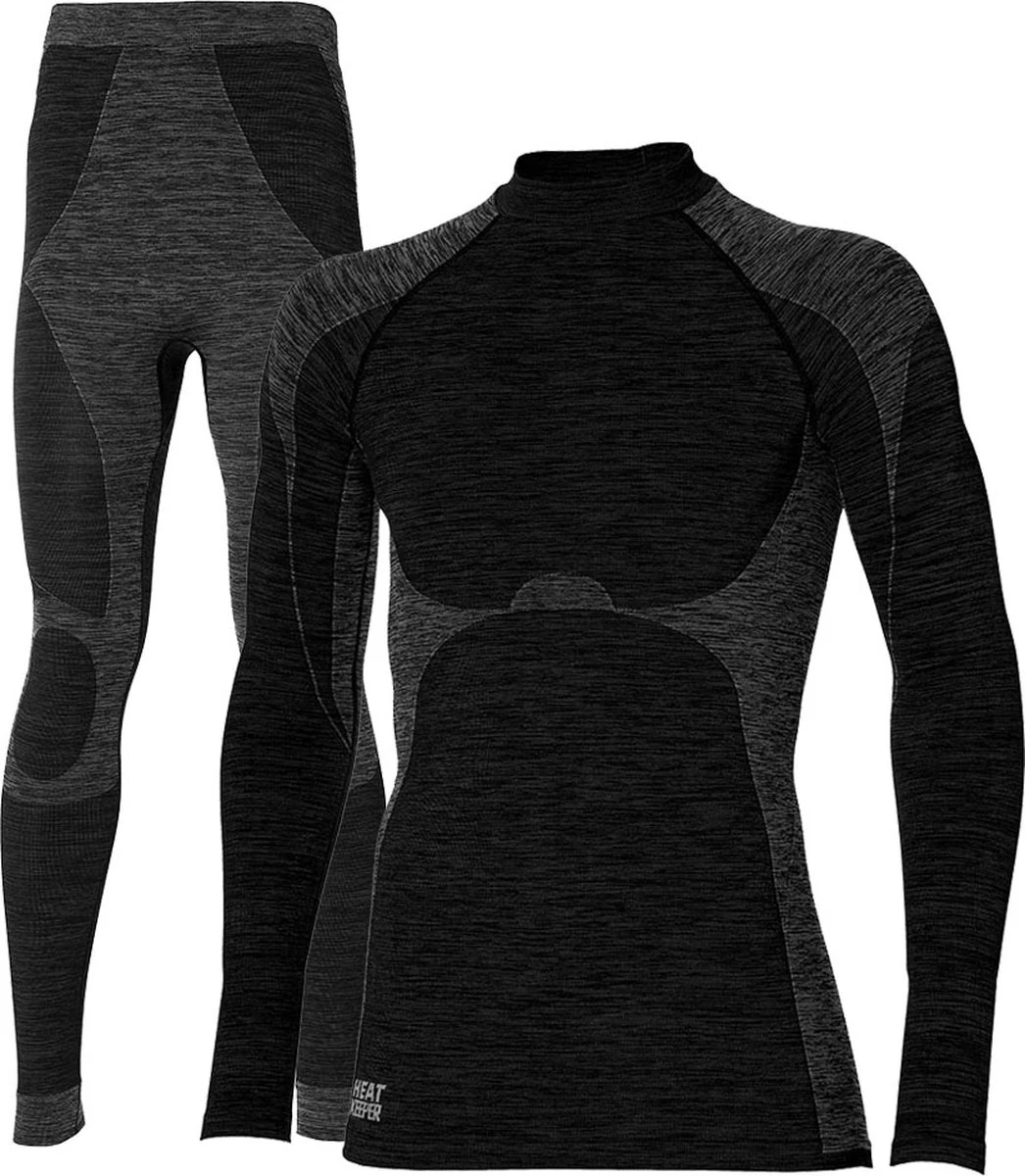 Heatkeeper Thermoset Heren Premium Techno - Thermoshirt Met Lange Mouwen En Legging - Zwart Melange - TOGwaarde 2.8 - Thermisch Isolerend Shirt En Legging - Maat XL 3 Heatkeeper Thermoset Heren Premium Techno - Thermoshirt Met Lange Mouwen En Legging - Zwart Melange - TOGwaarde 2.8 - Thermisch Isolerend Shirt En Legging - Maat XL