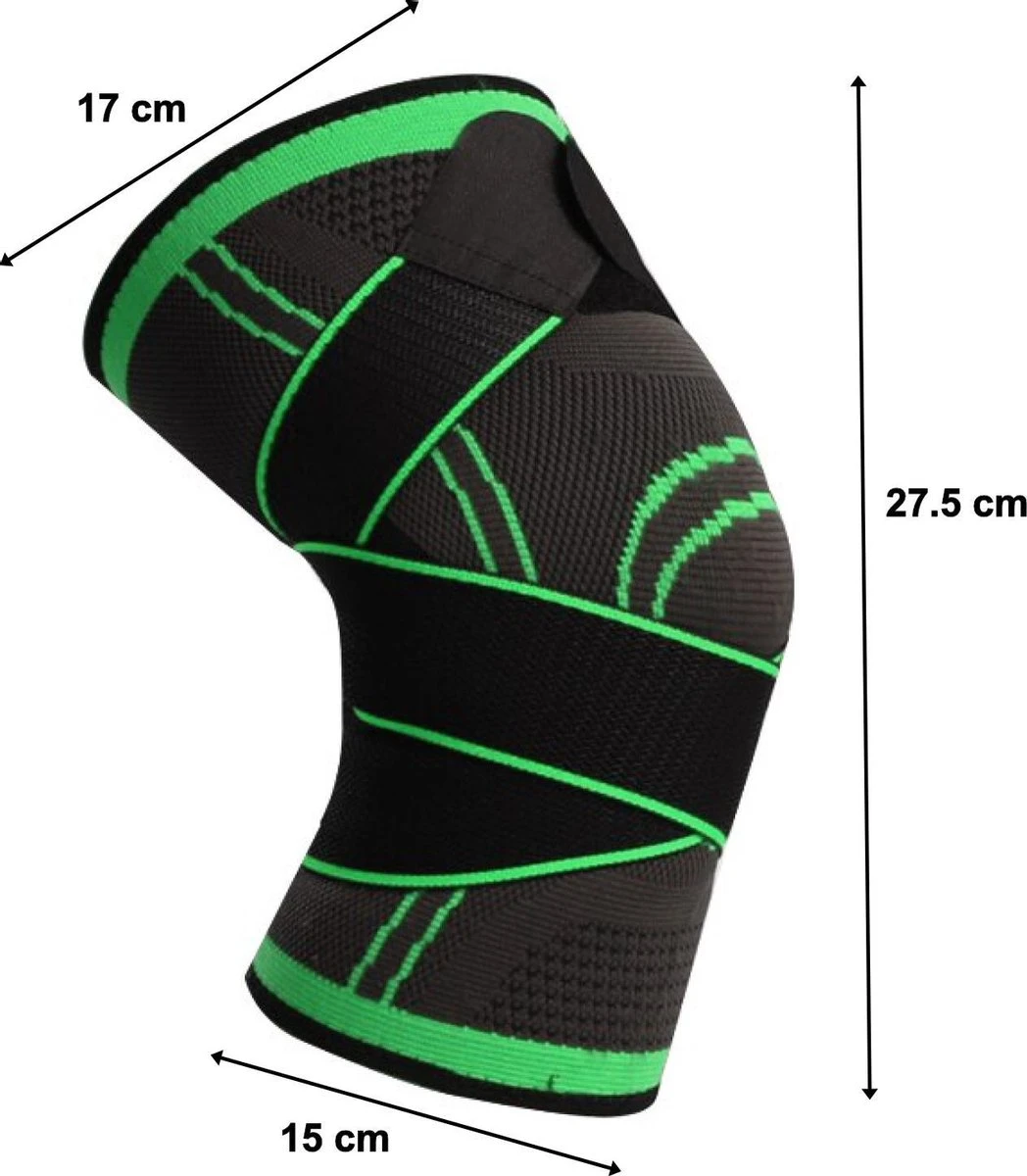 Knie Brace - Knie Ondersteuning - Knee Wraps - Kniebrace - Kniebandage Ondersteuning - Knie Bandage - Knie Steun - Zwart/ Groen - Maat L - Able & Borret 6 Knie Brace - Knie Ondersteuning - Knee Wraps - Kniebrace - Kniebandage Ondersteuning - Knie Bandage - Knie Steun - Zwart/ Groen - Maat L - Able & Borret - Afbeelding 4