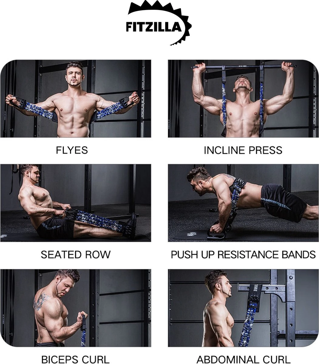 FITZILLA - Weerstandsband - Fitness Elastiek - Resistance Band - Tot 60kg - Halter - Opbergtas 13 FITZILLA - Weerstandsband - Fitness Elastiek - Resistance Band - Tot 60kg - Halter - Opbergtas - Afbeelding 11