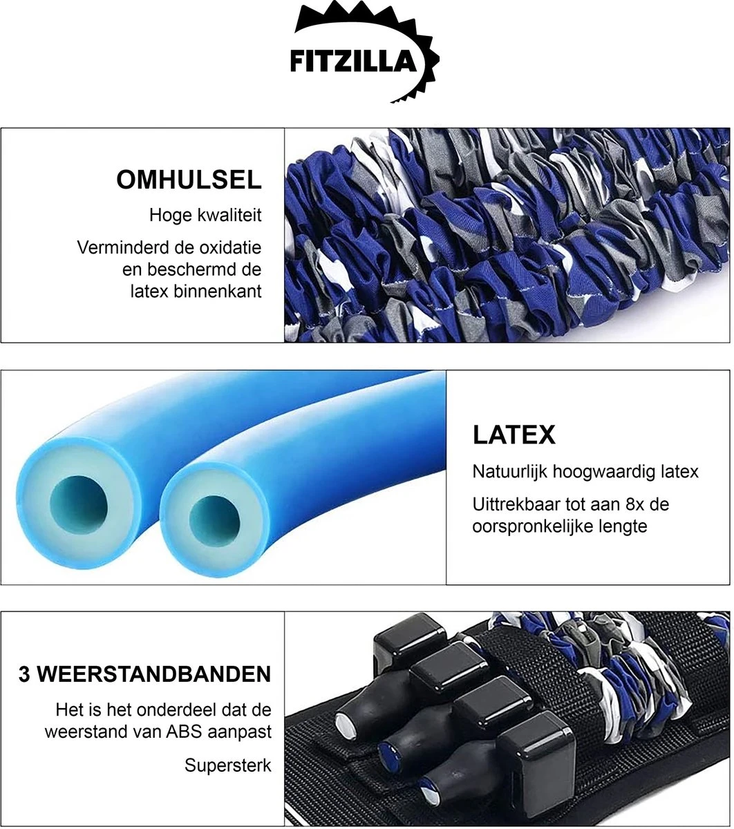 FITZILLA - Weerstandsband - Fitness Elastiek - Resistance Band - Tot 60kg - Halter - Opbergtas 6 FITZILLA - Weerstandsband - Fitness Elastiek - Resistance Band - Tot 60kg - Halter - Opbergtas - Afbeelding 4
