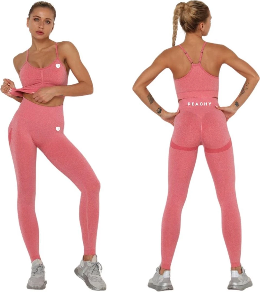 Peachy® Sportlegging Dames Met Top - Sportkleding - Sportbroek - Sportshirt - Sportoutfit - Sporttop - Yoga - Fitness Set - Scrunch Butt - Dames Legging - Fashion Legging - Broeken - Gym Sports - Roos - Maat M - High Waist 3 Peachy® Sportlegging Dames Met Top - Sportkleding - Sportbroek - Sportshirt - Sportoutfit - Sporttop - Yoga - Fitness Set - Scrunch Butt - Dames Legging - Fashion Legging - Broeken - Gym Sports - Roos - Maat M - High Waist