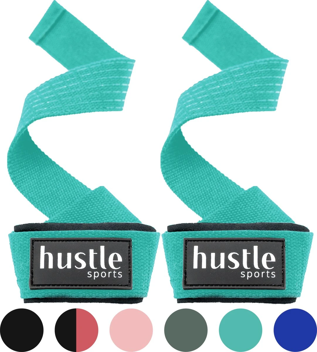 Hustle - Cyaan Lifting Straps - Met Padding En Anti-slip - Padded - Lifting Grips/Hooks - Deadlift Straps - Voor Fitness 3 Hustle - Cyaan Lifting Straps - Met Padding En Anti-slip - Padded - Lifting Grips/Hooks - Deadlift Straps - Voor Fitness
