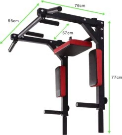 Zoluko Professionele Dip & Pull Up Bar Wandmontage - 200kg Draagkracht - Dip Station - Incl. E-book - Eenvoudige Bevestiging - 2 In 1 Pull Up Station En Dip Station Voor Thuis Sporten - Optrekstang Fitness - Dip Bars - Chin Up Bar - Zwart/Rood -Merkloos Winkel 1084x1200 17
