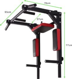 Zoluko Professionele Dip & Pull Up Bar Wandmontage - Incl. Weerstandsband Medium En E-book - 200kg Draagkracht - Dip Station - Eenvoudige Bevestiging - 2 In 1 Pull Up Station En Dip Station - Optrekstang Fitness - Dip Bars - Chin Up Bar - Zwart/Rood -Merkloos Winkel 1085x1200 8