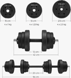 Hoppa! Halterset,verstelbare Kunststof Dumbbell Set, Met Aansluitende Stalen Buis, Halters, Dumbbell Set, 20 Kg/30 Kg, Workout Fitness Training, 1 Paar, -Merkloos Winkel 1097x1200 6