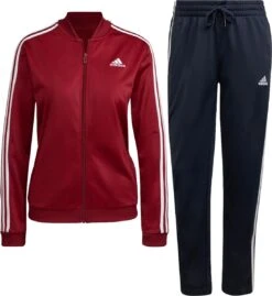 Adidas Essentials 3-stripes Dames Trainingspak In De Kleur Rood.