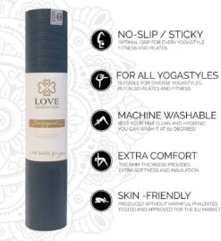 Extra Dikke Yogamat | Donkerblauw | Sticky - 6 Mm | Love Generation -Merkloos Winkel 1103x1200 10