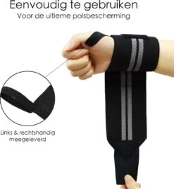 Fitness / Crossfit Polsband - 2 Stuks - Polsbandage Wrist Support Wraps - Pols Bandage Band - Bodybuilding Support - Gewichthef Straps - Krachttraining Lifting Workout Straps - Zwart/Grijs -Merkloos Winkel 1105x1200 17