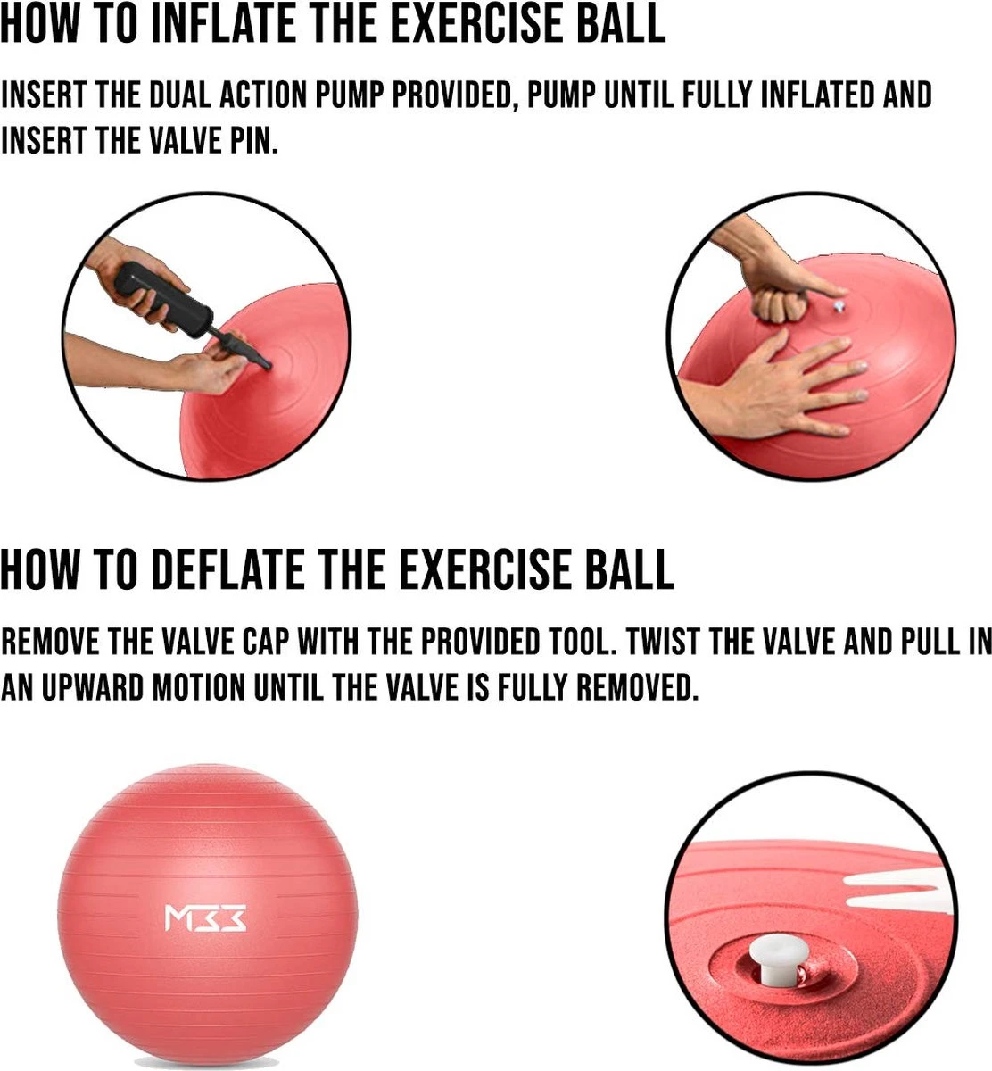Fashion 33 Oefenbal - 55 Tot 85 Cm Extra Dikke Anti-Barst Yoga Bal Met Luchtpomp - Oefenbal Voor Fitness, Pilates, Zwangerschap, Kantoor - Core Training - Pilates Bal - Zitbal Kantoor Ergonomisch 7 Fashion 33 Oefenbal - 55 Tot 85 Cm Extra Dikke Anti-Barst Yoga Bal Met Luchtpomp - Oefenbal Voor Fitness, Pilates, Zwangerschap, Kantoor - Core Training - Pilates Bal - Zitbal Kantoor Ergonomisch - Afbeelding 5
