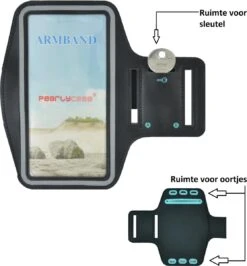 Pearlycase Sportarmband Hoesje Voor IPhone - Universeel 5.8 T/m 6.5 Inch - Hardloop Armband Telefoon - Telefoonhouder Zwart