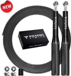 Merkloos Breaking Limits Verstelbaar Springtouw Voor Volwassenen – Speedrope & Jump Rope – Jumping & Skipping Rope – Fitness & Crossfit – Springtouw Kinderen - Anti-Slip Handvat + Slijtbestendig Staaldraad