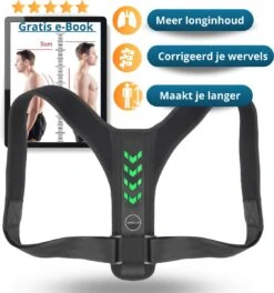 LEBELLE® Postuur Corrector Groen - Comfortabele Medische Verstelbare Houding Corrector - Houding Correctie - Rugcorrector - Boven Rugbrace - Schouderband - Schouderbrace - Schouders - Rug - Unisex - Onesize + E-Book