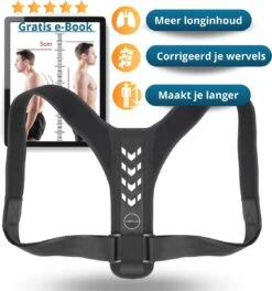 LEBELLE® Postuur Corrector Wit - Comfortabele Medische Verstelbare Houding Corrector - Houding Correctie - Rugcorrector - Boven Rugbrace - Schouderband - Schouderbrace - Schouders - Rug - Unisex - Onesize + E-Book
