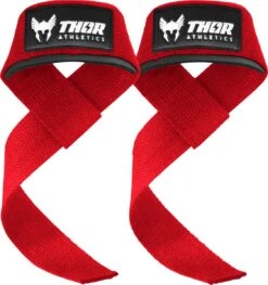 Thor Athletics - Lifting Straps Rood - Krachttraining Accessoires - Powerlifting - Bodybuilding