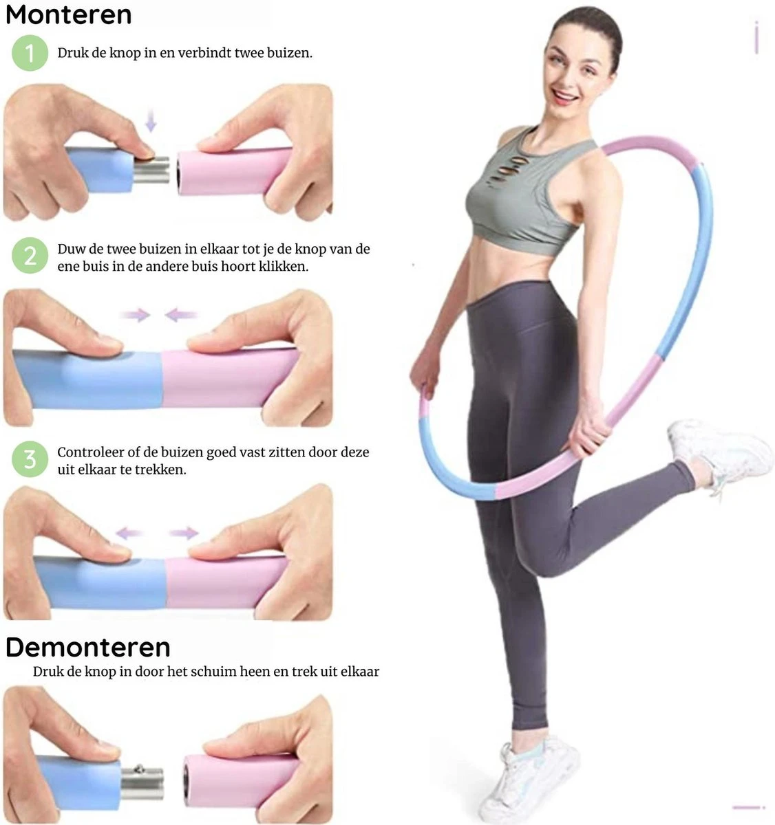 Fitlab Fitness Hoelahoep Met Gewicht - Roze/Blauw - 1 Tot 4 KG - Volwassenen - Hula Hoop /Sport Hoepel/Weight Hoop 8 Fitlab Fitness Hoelahoep Met Gewicht - Roze/Blauw - 1 Tot 4 KG - Volwassenen - Hula Hoop /Sport Hoepel/Weight Hoop - Afbeelding 6