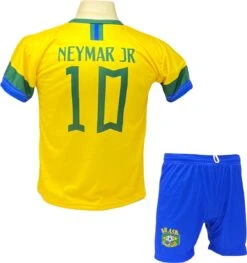 Merkloos Neymar Brazilië Thuis Tenue | Voetbalshirt + Broek Set | EK/WK Voetbaltenue - Maat: S (164)