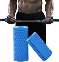 MJ Sports Premium Fitness Bomber Grips - Fat Gripz - Onderarm Trainer - Dumbbells - Barbells - Fitness - Blauw