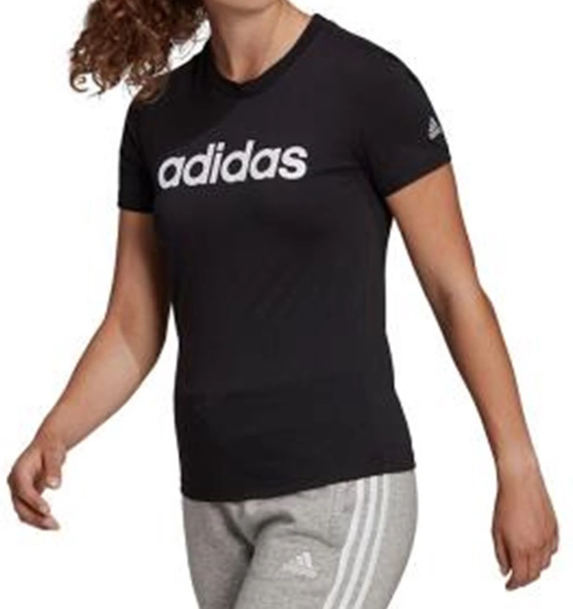 Adidas W LIN T Dames Sportshirt - Zwart - Maat L 4 Adidas W LIN T Dames Sportshirt - Zwart - Maat L - Afbeelding 2