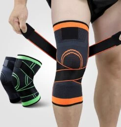 INUK Knieband Met Straps XXL Oranje Zwart - Kies Uit Maattabel (S - XXXL) - In Oranje, Groen Of Zwart - Comfortabel En Stevige Steun