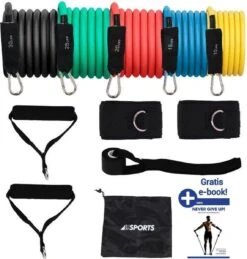 Weerstandsbanden Set - 11-delige Set - Resistance Band - Fitness Elastiek Set - Muscle Bands Elastic - Met Handvatten