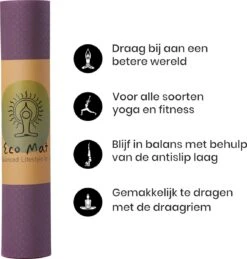 Eco Yoga Mat - Inclusief Draagriem - Anti Slip - Extra Dik (6 Mm) - 183 X 61 X 0,6 Cm - Paars/Roze - Diverse Kleuren -Merkloos Winkel 1146x1200 11