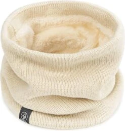 Winter - Gevoerde - Nekwarmer - Halswarmer - Colsjaal - Col - Met Voering - Imitatiebont - Windbescherming - Gezichtbescherming - Kleur Ivoor