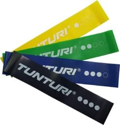 Tunturi 4 Weerstandsbanden Set - Mini Power Body Band - Weerstandsband - Fitness Elastiek - Fitnessband - Trainingsband - Gymnastiekband - Incl. Gratis Fitness App