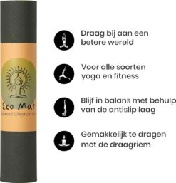 Eco Yoga Mat - Inclusief Draagriem - Anti Slip - Extra Dik (6 Mm) - 183 X 61 X 0,6 Cm - Zwart/Groen - Diverse Kleuren -Merkloos Winkel 1152x1200 14