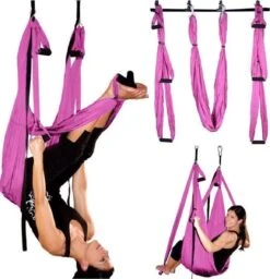 Yoga Aerial Swing Hangmat Compleet Systeem Met 3 Sets Handgrepen Gewicht Tot 300kg Roze -Merkloos Winkel 1158x1200 10