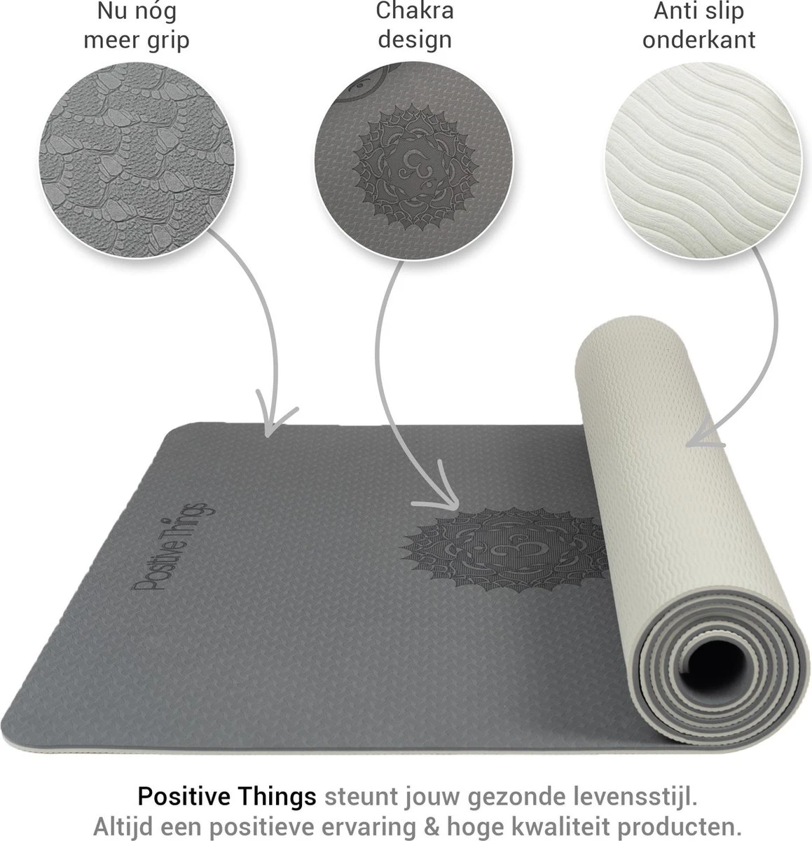 Yoga Mat Sportmat Fitnessmat Antislip Duurzaam Met Yoga Lessen - Grijs 11 Yoga Mat Sportmat Fitnessmat Antislip Duurzaam Met Yoga Lessen - Grijs - Afbeelding 9