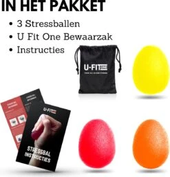U-Fit One 3 Stuks Stressbal- Stressballen - Fidget - Handtrainer - Handknijper - Knijphalter -Merkloos Winkel 1160x1200 11