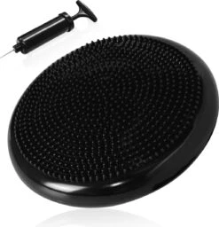 Luxari - Wiebelkussen - Ø35cm - Inclusief Pomp - Ergonomisch - Volwassen & Kinderen - Balanskussen - Trainingskussen - Zwart