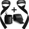 Breaking Limits Lifting Straps + Wrist Wraps Bundel | Fitness, Crossfit & Krachttraining | Zwart