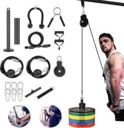 Luxari - Fitness Kabelsysteem Pro – Thuis Sporten Met Diverse Handgrepen – Katrol - Tricep Touw – Pulley - Krachttraining