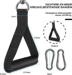 MJ Sports Premium Strap Handles Inclusief 2 Karabijnhaken - Handvatten Set - Voor Krachtstations En Weerstandsbanden - Cable Crossover - Fitness - Handgrepen Met D-ring - Zwart -Merkloos Winkel 1163x1200 23