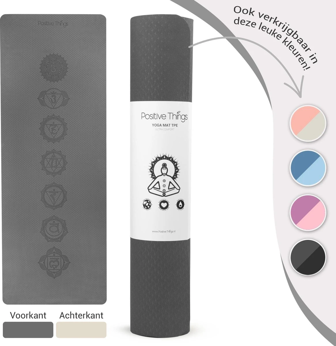 Yoga Mat Sportmat Fitnessmat Antislip Duurzaam Met Yoga Lessen - Grijs 12 Yoga Mat Sportmat Fitnessmat Antislip Duurzaam Met Yoga Lessen - Grijs - Afbeelding 10