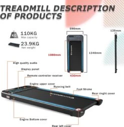 Citysports Loopband WP2 - Wandelband - LCD - Bluetooth - Fitnessapparatuur - 1-6km/h- Loopband Voor Thuis/kantoor -Merkloos Winkel 1166x1200 22