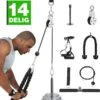 Zoluko Home Fitness Kabelsysteem 14-delig Set - Krachtstation Voor Thuis Sporten - Incl. E-book - Incl. Triceps Touw, Biceps Stang En Handgrepen - 100kg Draagkracht - Eenvoudige Bevestiging - Krachttraining - Lat Pulley - Home Gym - Zwart/Zilver -Merkloos Winkel 1167x1200 17